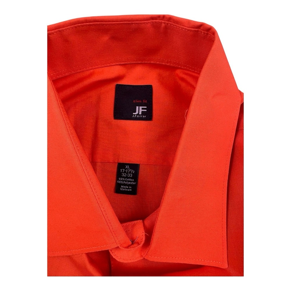 JF J. Ferrar Slim Fit Orange Dress Shirt XL 17-17.5 32/33 Long Sleeve - Picture 3 of 8